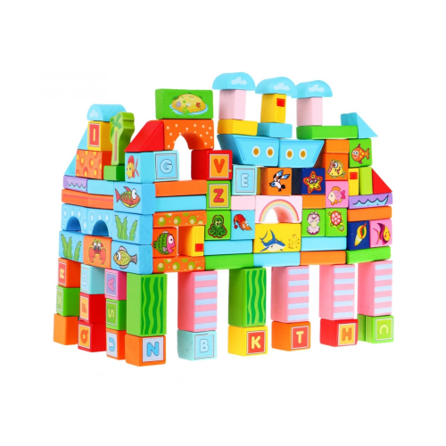 Zestaw drewnianych klocków 